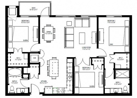 Millberry_3 Bedroom Floor Plan at Millberry Apartments, St. Paul, MN 55114